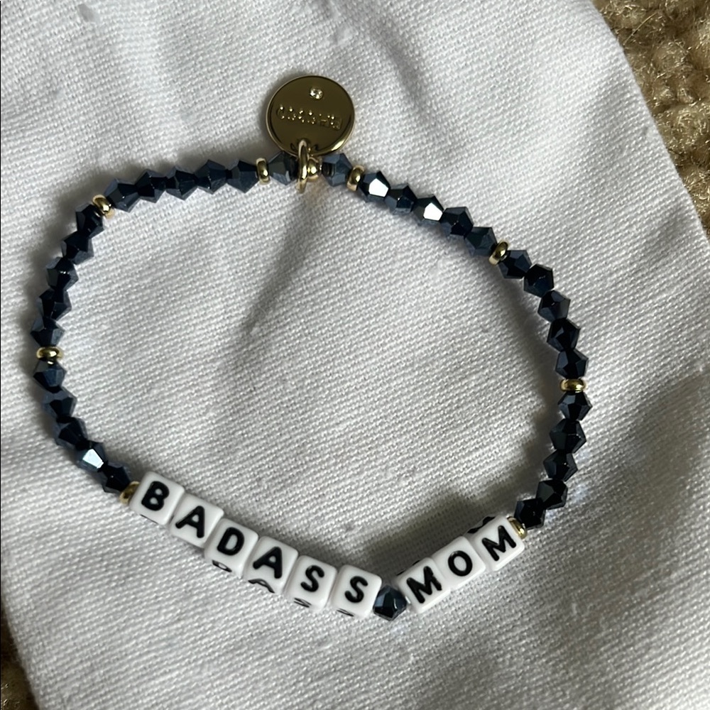 Badass Mom Beaded Bracelet - navy and gold